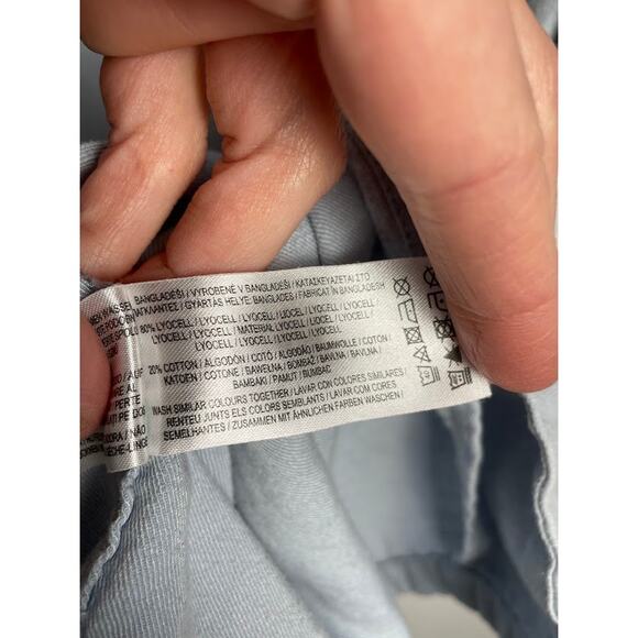 Primark Blue Button Up Mens Size Large Short Sleeve Dress Shirt Casual Solid - Picture 6 of 11